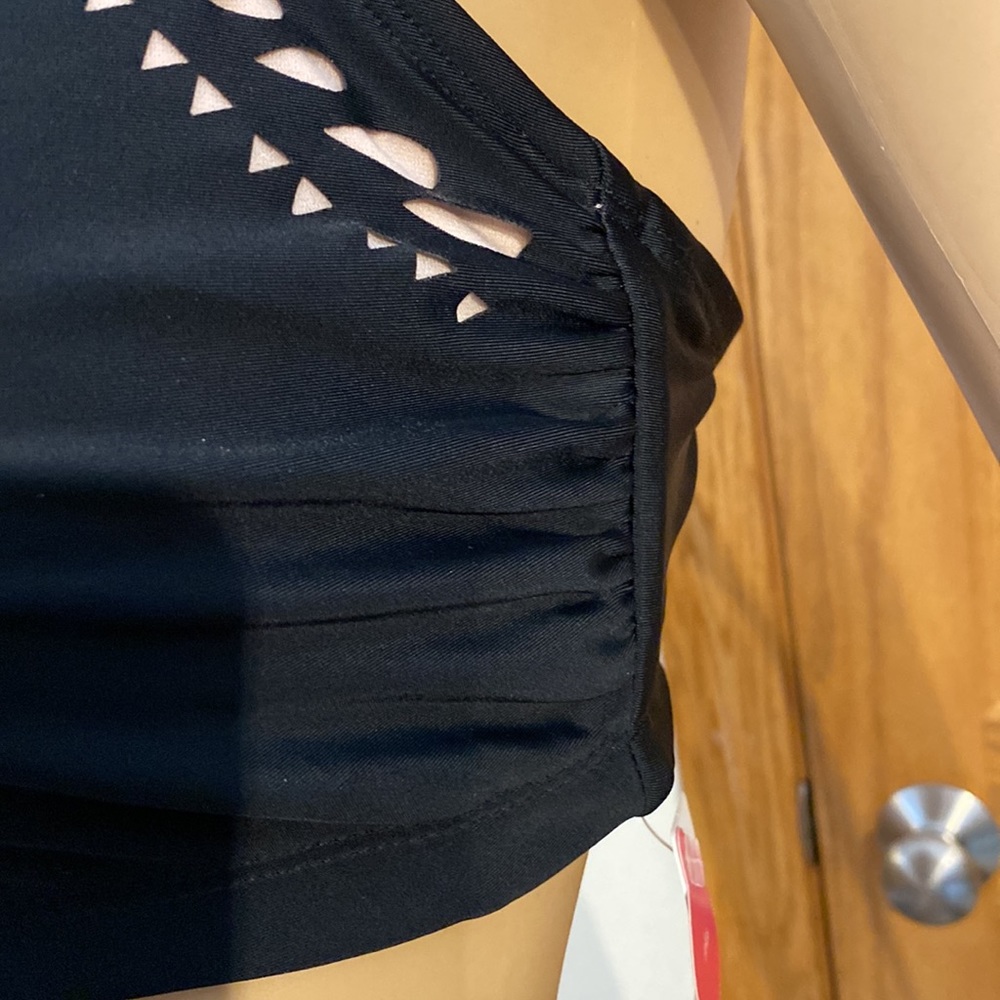 Xhilaration-black with light blush color within cutouts bikini top,lightly lined - Picture 3 of 13